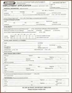 Free Printable Blank Job Application Form Word Document