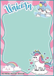 Free Printable Rainbow Unicorn Birthday Invitations
