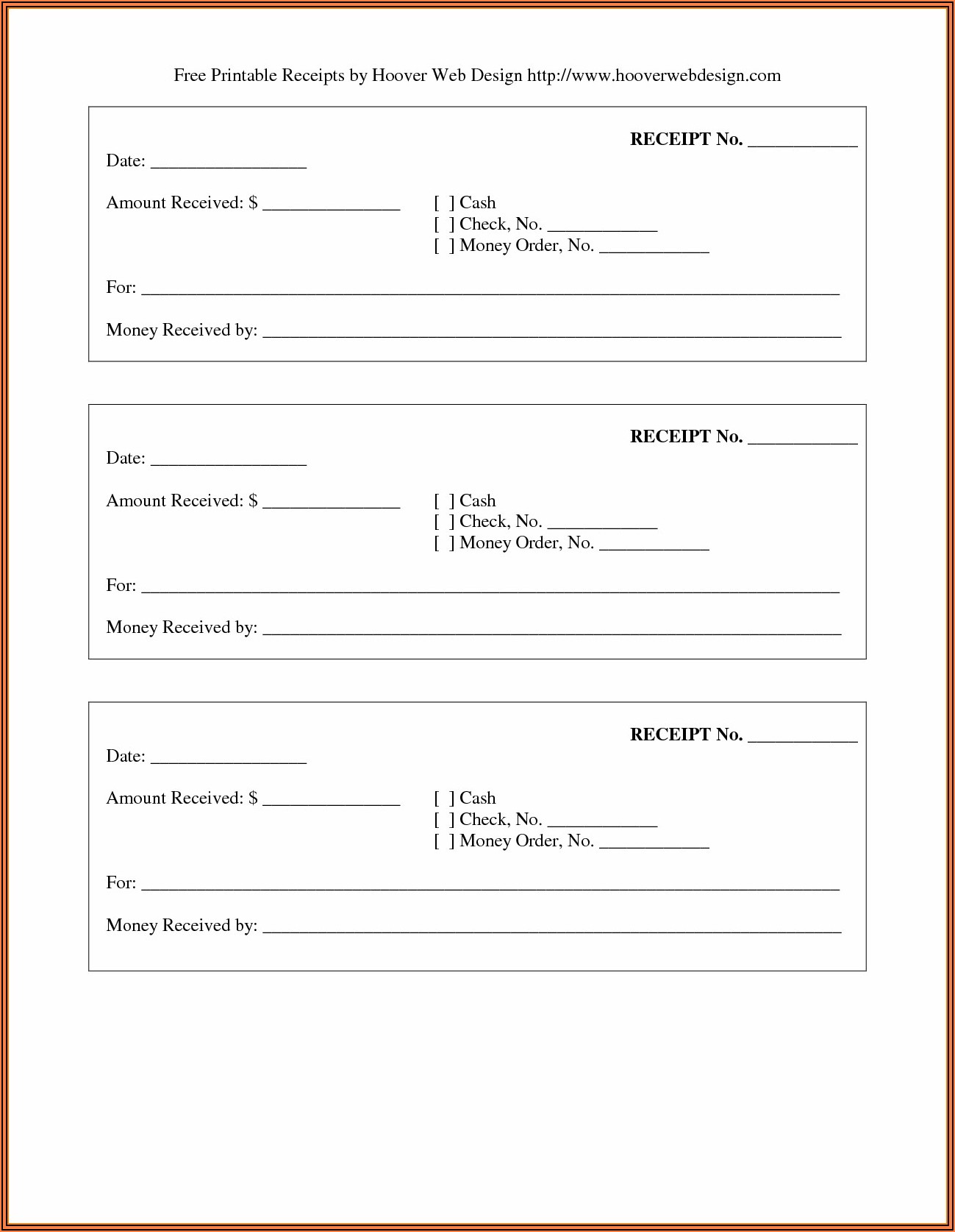 Free Printable Rent Receipt Forms