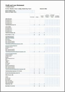 Free Profit And Loss Statement Template Pdf