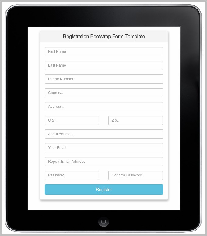 Free Registration Form Template Bootstrap