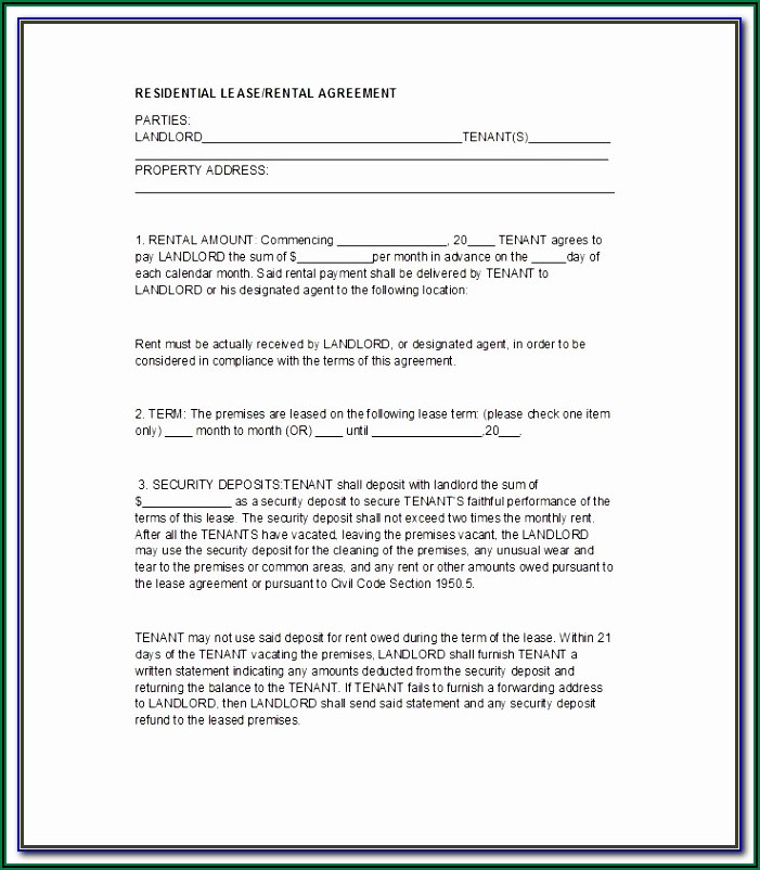 Free Rent To Own Lease Agreement Form