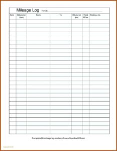 Free Vehicle Mileage Log Book Template