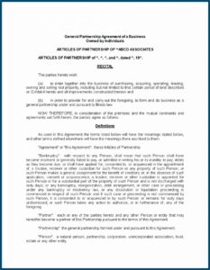 General Partnership Agreement Template Free