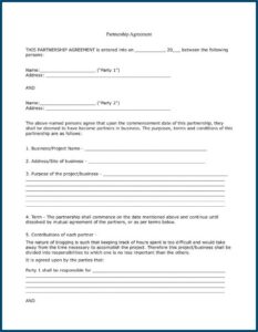 General Partnership Agreement Template Word