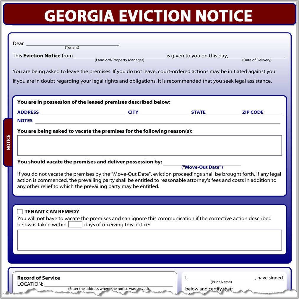 Georgia 60 Day Notice To Vacate Template