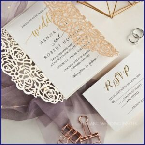 Gold Foil Laser Cut Wedding Invitations