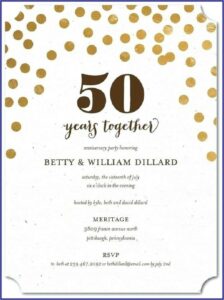 Golden 50th Wedding Anniversary Invitations Templates Free Download