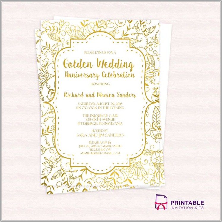 Golden Wedding Invitation Printable