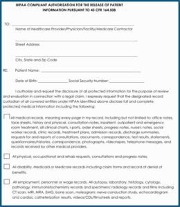 Hipaa Compliant Medical Release Form