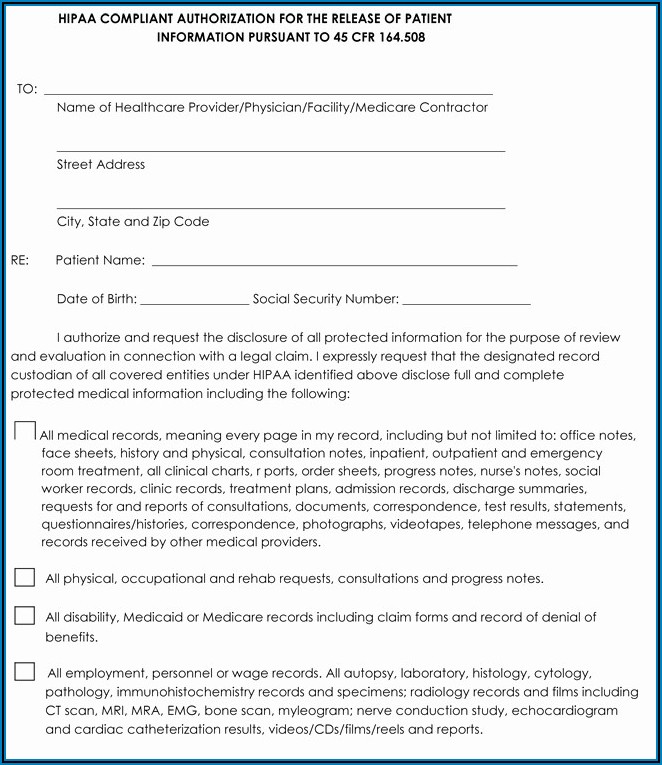 Hipaa Compliant Medical Release Form