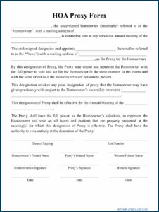 Hoa Proxy Form Pdf