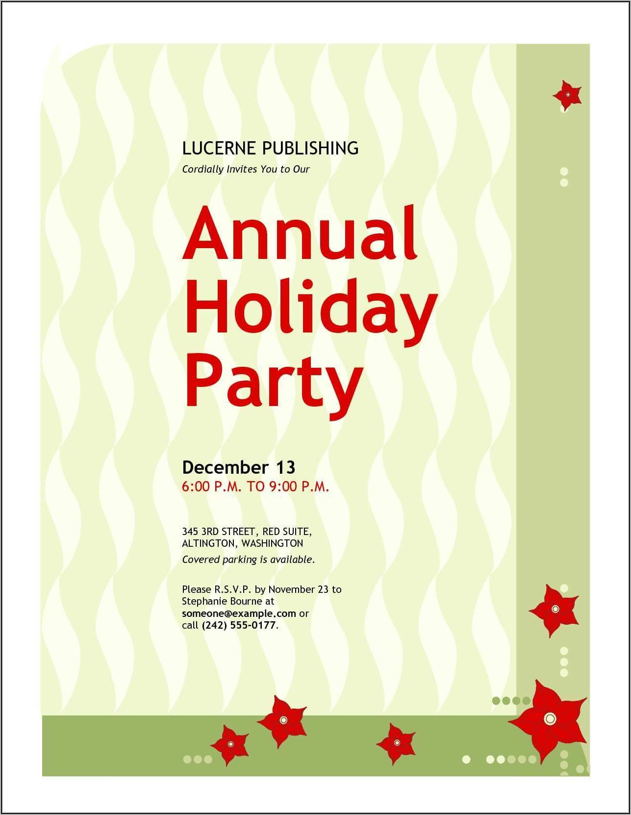 Holiday Office Party Flyer Template Free