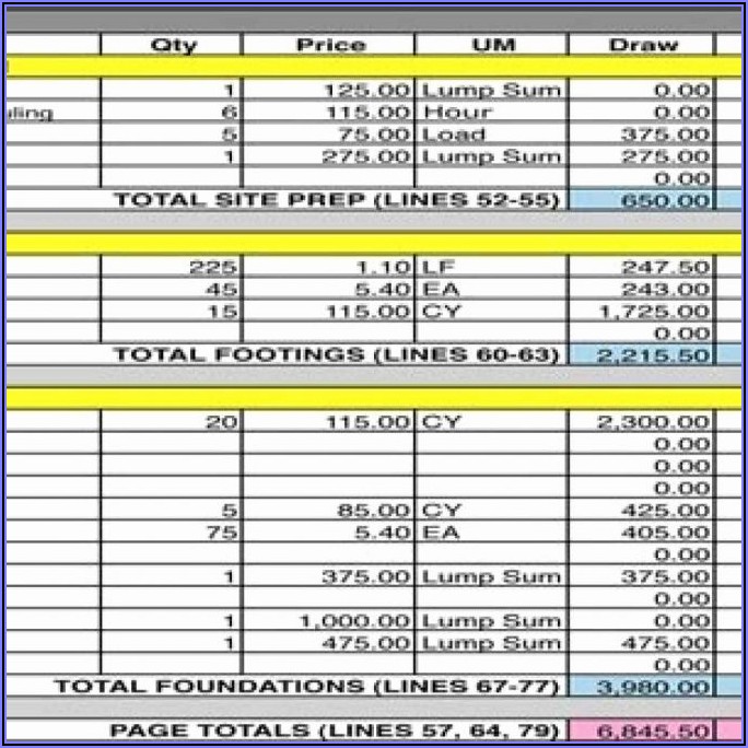 House Construction Cost Estimate Excel Template