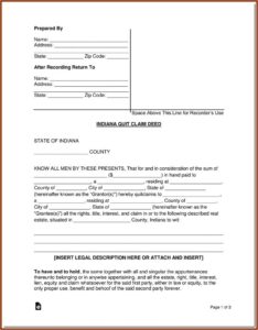 How To Fill Out A Quit Claim Deed Form In Indiana