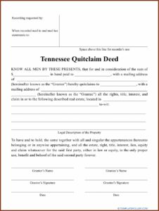 How To Fill Out A Quit Claim Deed Form In Tennessee