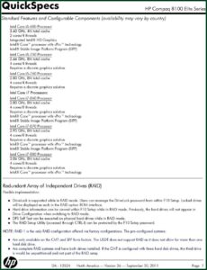 Hp Compaq 8100 Elite Small Form Factor Pc Quickspecs