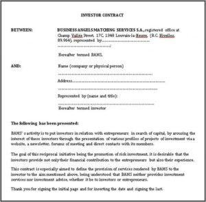 Investor Contract Template