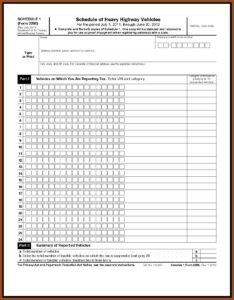 Irs Form 2290 Schedule Of Heavy Highway Vehicles