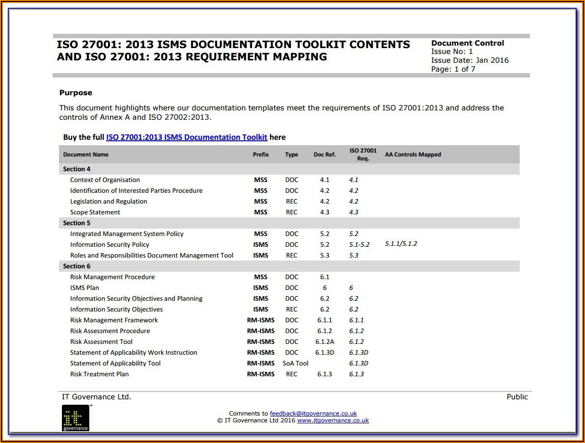 Iso 27001 Templates Download