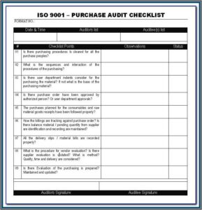 Iso 9001 Audit Schedule Template