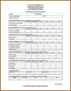 Iso Customer Satisfaction Survey Form