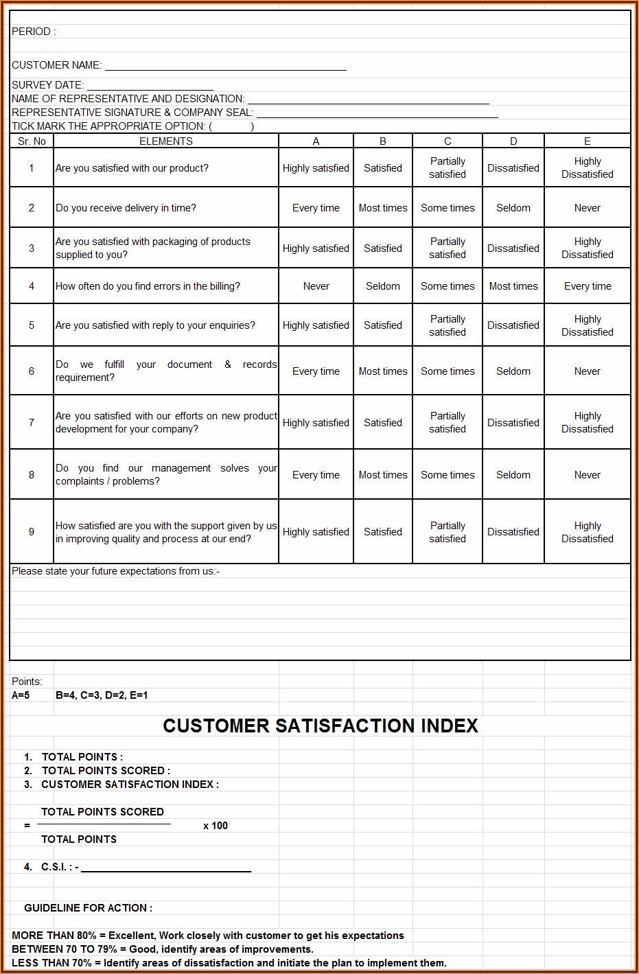 Iso Customer Satisfaction Survey Template