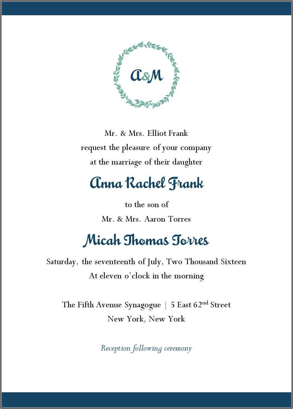 Jewish Wedding Invitation Templates
