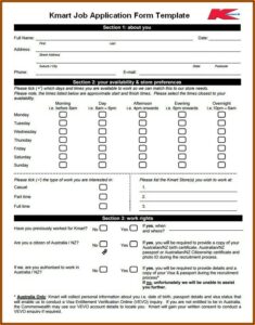 Job Application Template Free Download