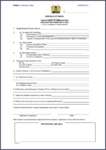 Kenya Visa On Arrival Form