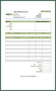 Lawn Mowing Bid Sheet