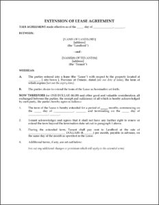 Lease Agreement Extension Format India