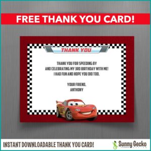 Lightning Mcqueen Birthday Invitation Card