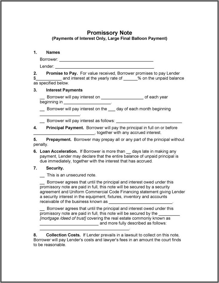 Line Of Credit Promissory Note Template