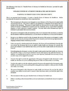 Living Will And Durable Power Of Attorney Forms