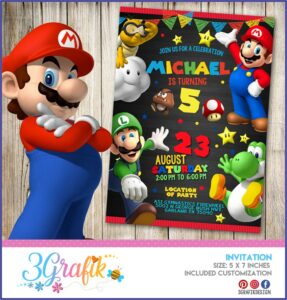 Mario Brothers Birthday Invitation Templates