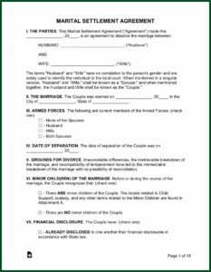 Marital Separation Agreement Form Ny