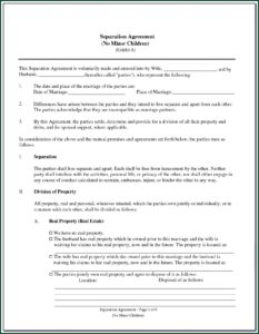 Marital Separation Agreement Form Virginia