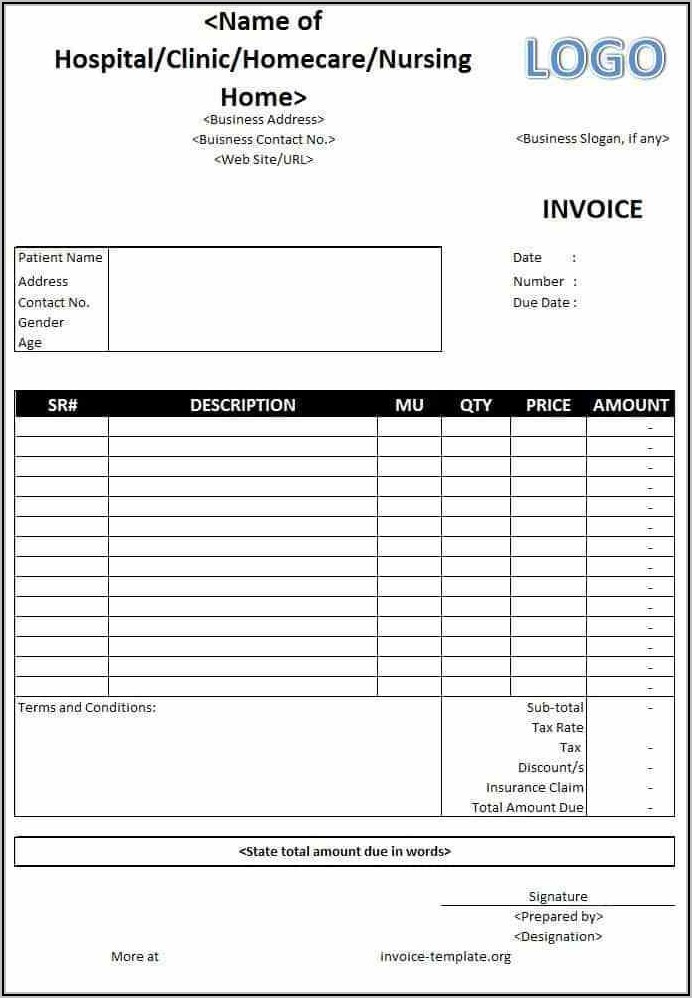 Medical Invoice Template Free