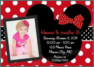 Mickey Minnie Mouse Birthday Invitation Card