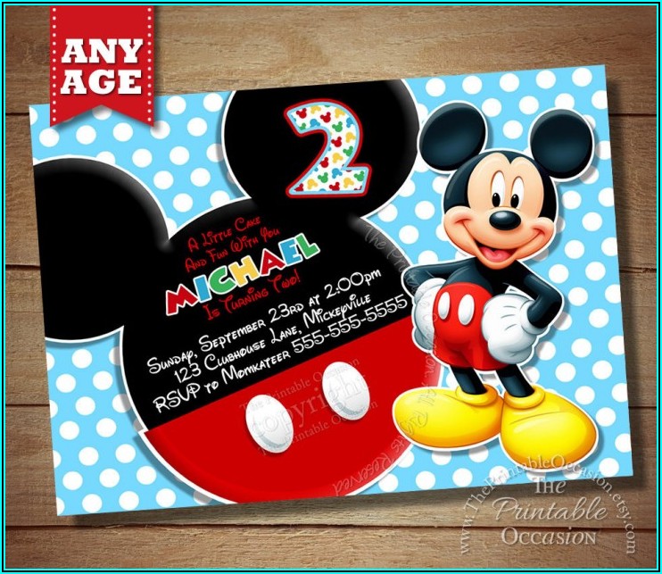 Mickey Mouse 2 Year Old Birthday Invitations