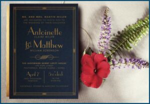 Midnight Blue And Gold Wedding Invitations