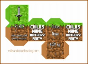 Minecraft Cube Invitation Template Free