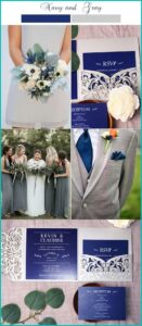 Navy Blue And Grey Wedding Invitations