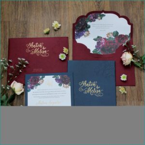 Navy Blue And Maroon Wedding Invitations