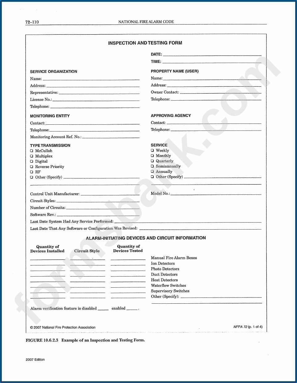 Nfpa 72 Fire Inspection Forms