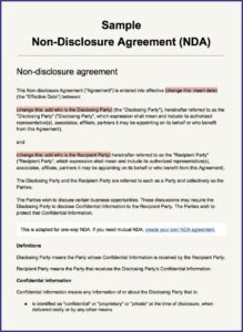 Non Disclosure Agreement Sample Doc