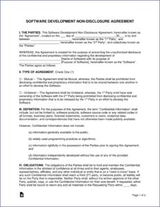 Non Disclosure Agreement Template Doc