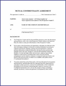 Non Disclosure Agreement Template Pdf