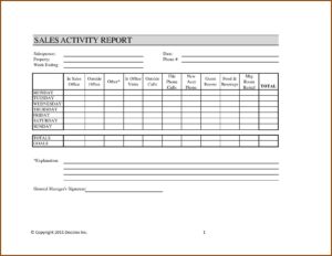 Outside Sales Daily Call Report Template